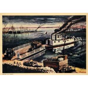  1945 Print Ferry Boat Ship Army Engineers James Turnbull 