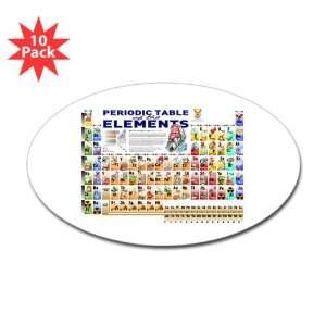  Sticker (Oval) (10 Pack) Periodic Table of Elements with 