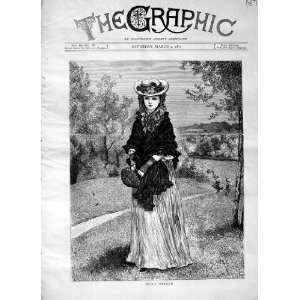  1871 DOLLY VARDEN BEAUTIFUL YOUNG WOMAN COUNTRY PRINT 