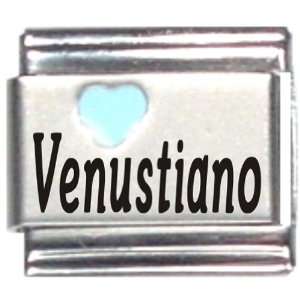  Venustiano Light Blue Heart Laser Name Italian Charm Link 