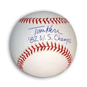  Tom Herr Autographed MLB Baseball Inscribed 82 WS Champs 