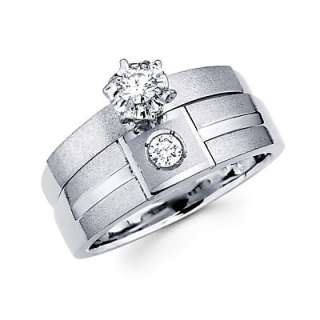 14k White Gold Diamond Engagement Wedding Two Ring Set  