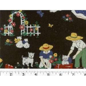  45 Wide GARDENING BLACK Fabric By The Yard Arts, Crafts 