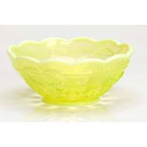 Mosser Glass Cherry Bowl   Vaseline Opal 