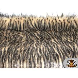  Faux / Fake Fur Mongolian 2 TONE TAN BLACK Fabric by the 