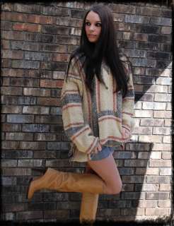 Vintage Ethnic Mexican Hooded Pullover Jacket Top  