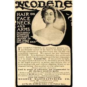 1909 Ad Modene Hair Removal Antique Cincinnati Ohio Skin Beauty 