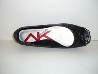 Anne Klein Sport Black Leather Women Shoes Flats Size 7  