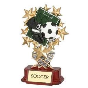  Soccer Trophies   6 INCH COLORFUL RESIN WITH MAHOGONY 