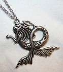 Lovely Curved Tail Silvertone Mermaid Pendant Necklace