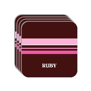 Personal Name Gift   RUBY Set of 4 Mini Mousepad Coasters (pink 