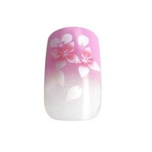  Pink Floral French Tip Glue/Stick/Press On Artificial 