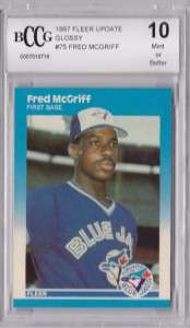 1987 FLEER UPDATE GLOSSY #75 FRED MCGRIFF ROOKIE MINT BCCG 10  