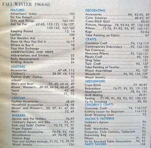 MCCALLS NEEDLEWORK & CRAFTS MAGAZINE FALL WINTER 1964 1965 VINTAGE 
