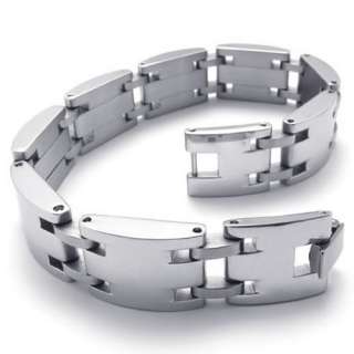 Mens Silver Tone Stainless Steel Bracelet Bangle US120302  