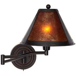    Distressed Bronze Mica Shade Swing Arm Wall Lamp