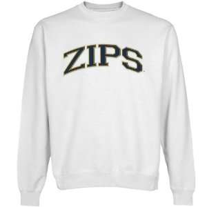  Akron Zips White Arch Applique Crew Neck Fleece Sweatshirt 