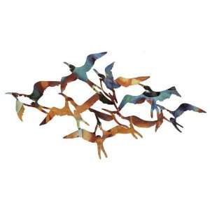  47 Japanese Raku Style Flying Seabird Flock Iron Wall 