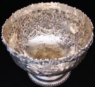 GORGEOUS LARGE REPOUSSE BARKER ELLIS STERLING SILVER PLATE PUNCH ROSE 