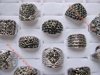 wholesale lots 6 piece vintage style Marcasite Silver rings  
