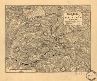 1861 Civil War map 1st Battle of Bull Run  