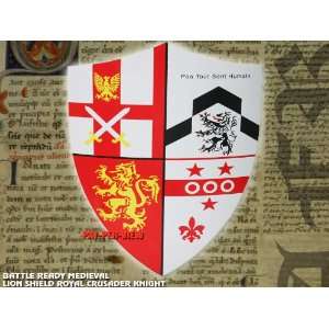 Battle Ready Medieval Lion Shield Royal Crusader Knight Armor  