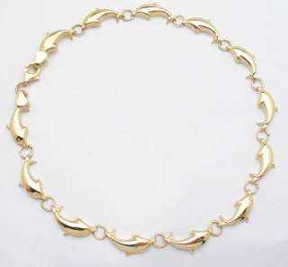 Polished Animal Dolphin Anklet 10K Yellow Gold  