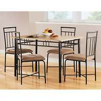 Home 5 Piece Wood Metal Kitchen Dining Set Chairs Table  