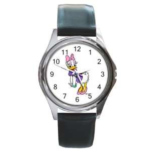New Daisy Duck #1 Silver Tone Leather Band Quartz Watch  