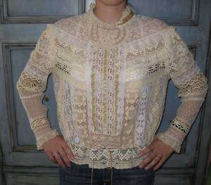 Vintage lace blouse made out of antique lace size M  