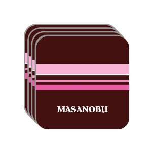 Personal Name Gift   MASANOBU Set of 4 Mini Mousepad Coasters (pink 