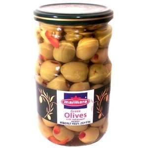 Marmara Green Olives with Red Peppers   1.5lb  Grocery 