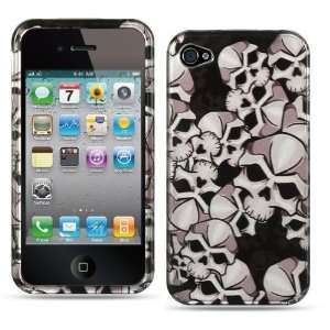 Iphone 4, 4s Phone Protector Hard Cover Case Black Silver Skull Design 