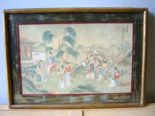 Antique pair of oriental painting on silk # as/3041  