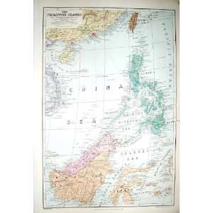  STANFORD MAP 1904 PHILIPPINE ISLANDS LUZON BORNEO