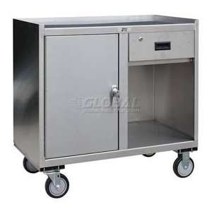  Stainless Steel Mobile Cabinet With 1 Door & 1 Drawer 36 X 