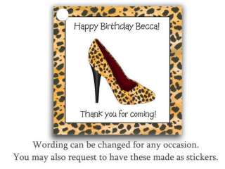 20 Gift Tags Birthday Party Shower Favors leopard shoe  