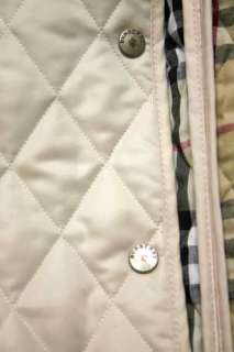 Burberry London Lightweight Quilted Tan Nova Check Plaid Jacket Coat 