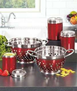   STEEL CANISTER SET IN THREE COLORFUL JEWELTONE FINISHES  