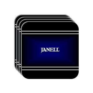 Personal Name Gift   JANELL Set of 4 Mini Mousepad Coasters (black 