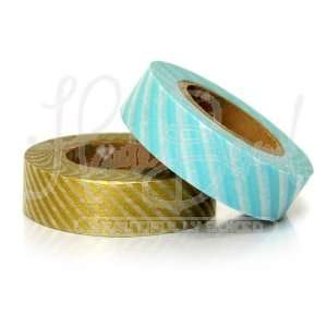   / Gold Diagonal Stripe MT Masking Washi Tape Arts, Crafts & Sewing