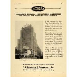  1924 Ad S F Bowser Lubricators Oil Filters  Store 