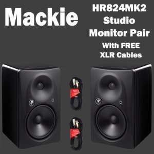  Two Mackie HR824MK2 High Resolution Active Studio Monitors 