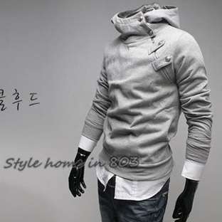Korean Fashion Mens Slim Sexy Top Designed Rider Style Hoodie Jacket 