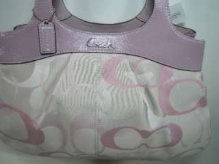 398 NWT Coach Signature Optic Lexi Handbag Tote Purse Pink & Grey 