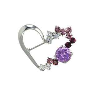  Jewel Heart Pin (Purple) Jewelry