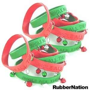 JINGLE BELLS Jingle all the Way Christmas Bracelets 12pc ONE DOZEN Red 