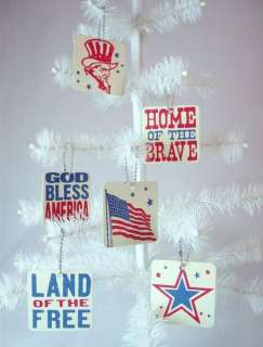 TIN PATRIOTIC JULY4TH ORNAMENTS (SET OF 6)  