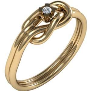  18K Yellow Gold Diamond Love Knot Ring   0.02 Ct. Jewelry