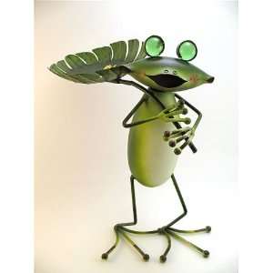  Metal Frog Lotus Sculpture